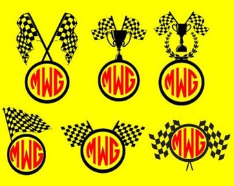 Race Flag Racing Cutting Files Silhouette SVG, DXF and Eps vinyl cut Files, for Cameo and Cricut Explore machines instant download monogram