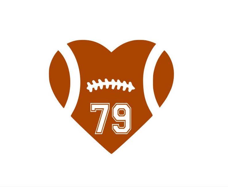 Football Heart SVG File Cutting, DXF, EPS design, cutting files for Silhouette Studio and Cricut Design space image 1