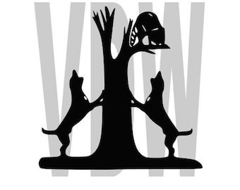 クーン・ドッグの狩猟 カッティング ファイル シルエット SVG、DXF、EPS ビニール カット ファイル、Cameo および Cricut Explore マシン用