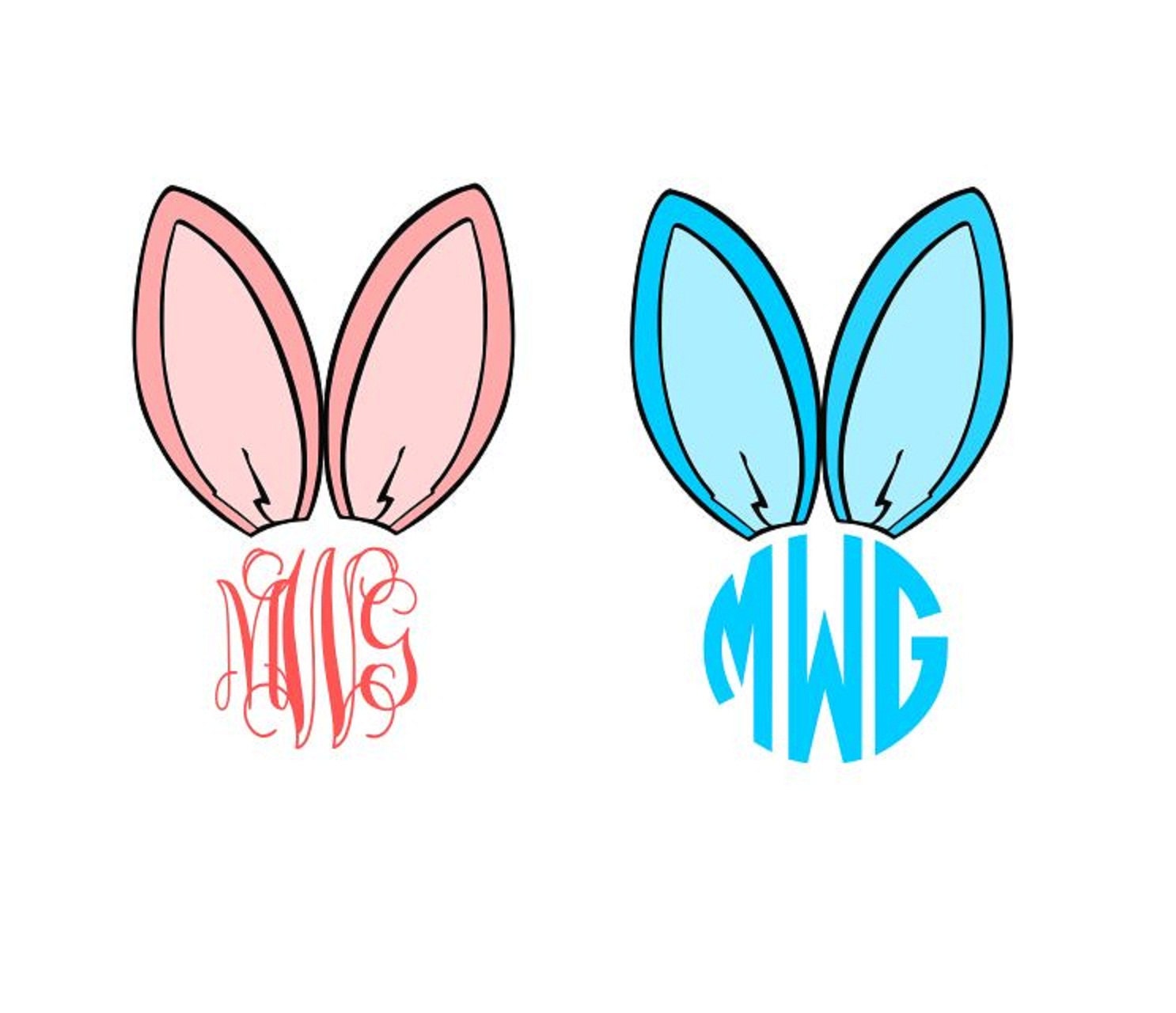 Download Easter Bunny Ears Monogram Frame instant download cut file ...