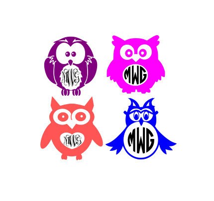 Download Owl Monogram Frame SVG DXF EPS Vinyl Cutting Files | Etsy