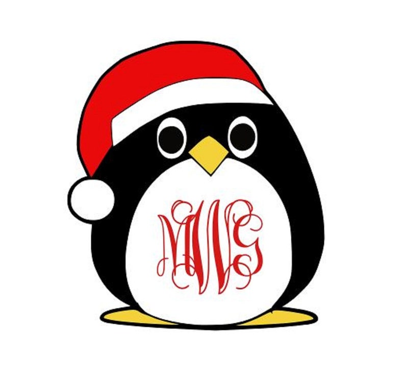 Download Merry Christmas Penguin Monogram cutting file svg dxf eps ...