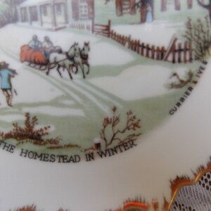 VINTAGE CURRIER & IVES Wall Plates The Homestead In Winter and The Old Homestead In Winter Wall Hangings image 5