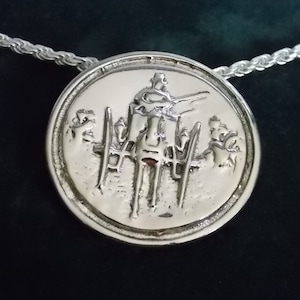Sterling Silver Chippendale Jewelry Equestrian Horse Carriage Driver Necklace New Old Stock