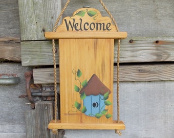 Handmade Wooden Welcome Sign Hand Painted Signed by artist and numbered