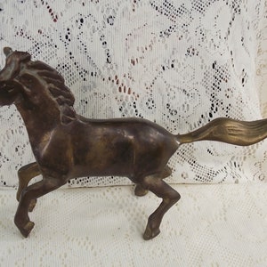 Vintage Brass Running Horse with Patina