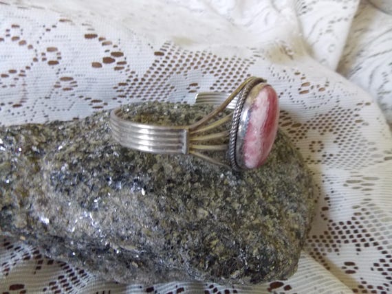 Native American Handcrafted Cuff Rodecrosite Ston… - image 2