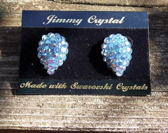 Jimmy Crystal made with Swarovski Crystals Baby Powder Blue Post Earrings