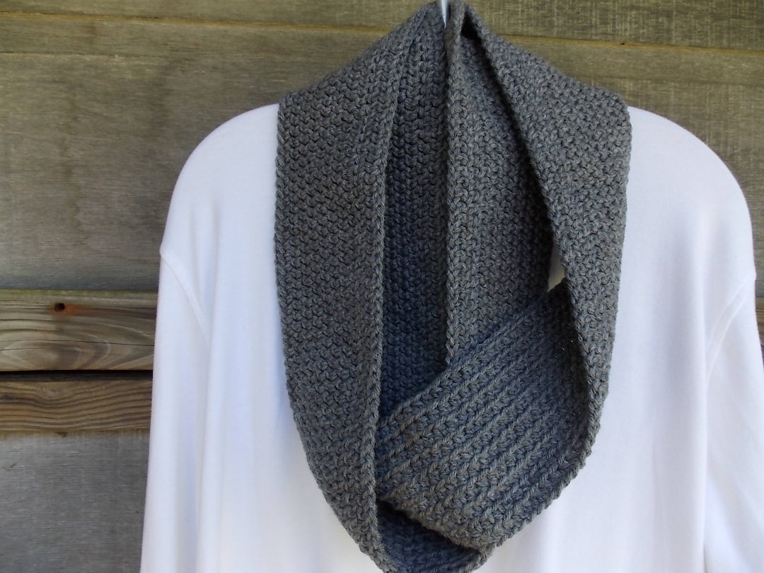 Infinity Scarf/ Cowl/head Covering Crochet Grey Heather Unisex Etsy