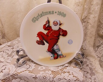 Jolly Old Saint Nick 1989 with Pepsi Cola Norman Rockwell Christmas Plate The Bradford Exchange Edwin M Knowles fine china