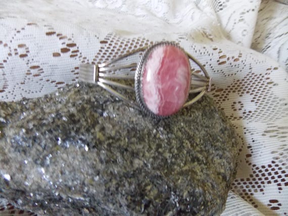 Native American Handcrafted Cuff Rodecrosite Ston… - image 1