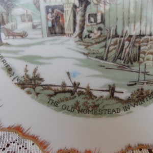 VINTAGE CURRIER & IVES Wall Plates The Homestead In Winter and The Old Homestead In Winter Wall Hangings image 3