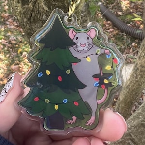 Christmas rat keychain, ornament, customizable,