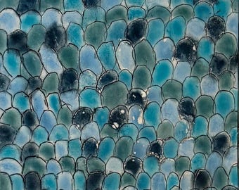 Originele encaustic Art "Birds of a Feather" 4" x 4" x 1 5/8" met wiegde houten paneel met lijst