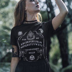 Spirit Board T-Shirt, Witch Ouija Board T-Shirt in Black, Witch Gothic Tee, Wiccan Clothing Witches Gift - Pagan Tee Shirt, Unisex / S - 5XL image 1