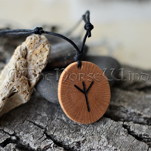 Viking Rune Necklace, Norse Rune Symbol of Your Choice, Elder Futhark Wooden Pendant, Protection Amulet, Norse Mythology, Asatru Jewelry