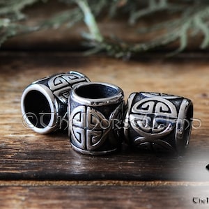 Viking Beard Beads, Norse Shield Knot Beard Rings, Celtic Knot Hair Beads Dwarven Beard Rings, Viking Amulet Asatru Viking Jewelry