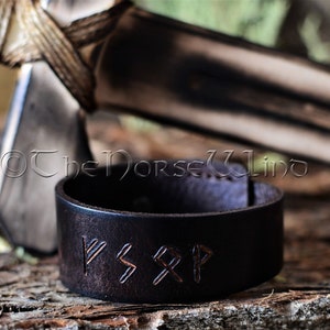 Pulsera personalizada con NOMBRE en RUNAS, pulsera vikinga personalizada, pulsera de cuero marrón café con runas, amuleto rúnico nórdico, joyería vikinga