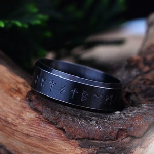 Viking Runes Ring, Viking Engagement Ring, Norse Wedding Bands, Stainless Steel Mens Ring, Viking Gift, Viking Jewelry, Norse Mythology