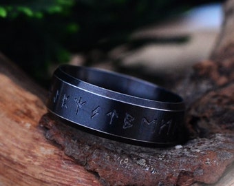 Viking Runes Ring, Viking Engagement Ring, Norse Wedding Bands, Stainless Steel Mens Ring, Viking Gift, Viking Jewelry, Norse Mythology