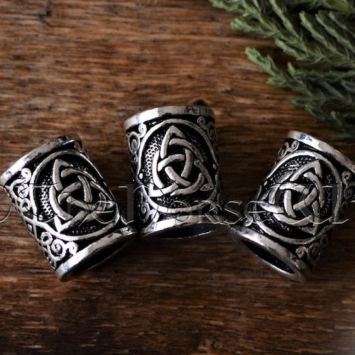 TheNorseWind Viking Beard Beads – 2PCS Bronze Celtic Knot Rings – Triquetra Hair Dreads