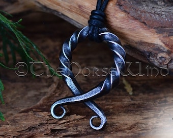 Viking trollenkruishanger | Handgesmede gedraaide Noorse ketting | Stalen Trollkors-beschermamulet | Viking-sieraden | Noorse mythologie