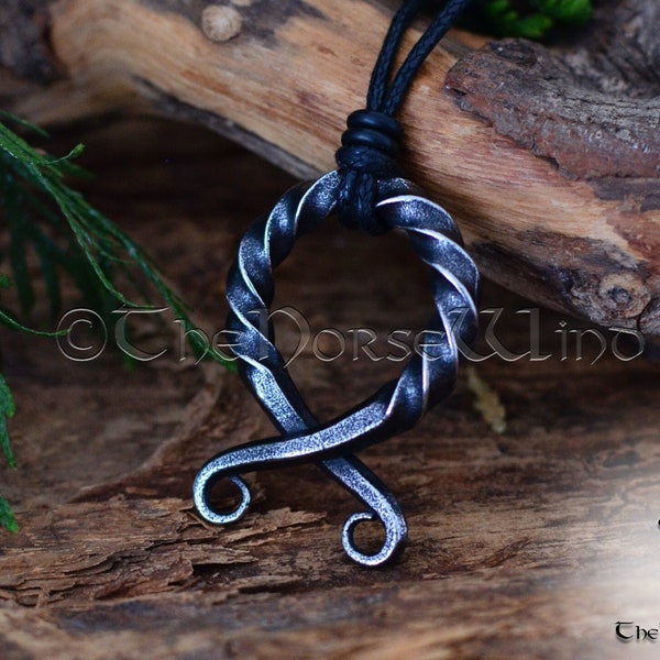 Viking Trollkreuz Anhänger | Handgeschmiedete Twisted Nordische Halskette | Stahl Trollkors Schutzamulett | Wikinger Schmuck | Nordischen Mythologie