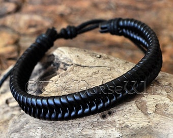 Pulsera de cuero trenzado, brazalete de cuero para hombre, pulsera gótica vikinga, brazalete de cuero negro para mujer/hombre, joyería nórdica vikinga