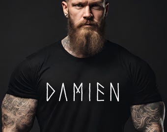 Custom Viking Runes T-Shirt, Name in Runes Personalized Runic Text Shirt, Norse Mythology Gift, Unisex Nordic Tee, S-5XL