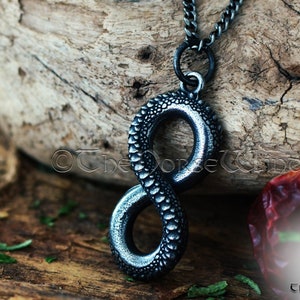 Midgard Serpent Necklace, Infinity Knot Viking Jormungandr Pendant, Forged Norse Snake Necklace, Steel Viking Jewelry, Norse Mythology
