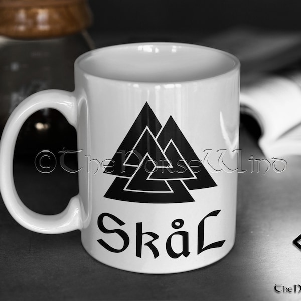 Valknut Mug Viking Warriors Mug, Skal Coffee Mug, Death Knot Viking Rune Cup, Skål Mug, Norse Mythology, Asatru Coffee Mug 11oz