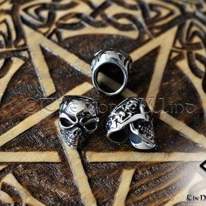 Viking Beard Beads, Skull Hair Beads, Human Skull Beard Rings, Skeleton ...