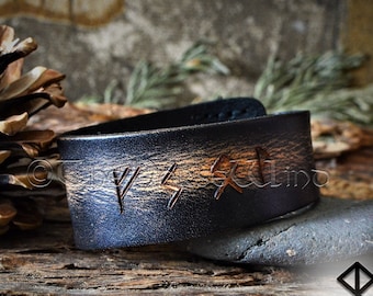 Custom Viking Bracelet - Leather Wristband Name in Runes, Leather Runes Bracelet, Personalized Norse Runic Amulet, Viking Jewelry
