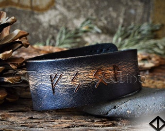 Custom Viking Runes Bracelet, Name in Runes Leather Wristband, Personalized Norse Futhark Runic Amulet, Viking Gift for Him, Viking Jewelry