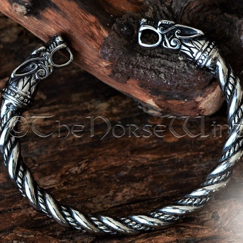 Viking Bracelet Fenrir Wolf Head Arm Ring Steel Viking - Etsy