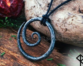 Hand-Forged Celtic Spiral Pendant, Iron Steel Amulet, Viking Jewelry, Norse Mythology Necklace | TheNorseWind