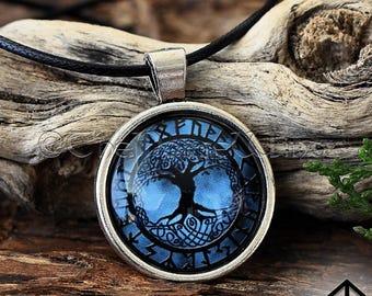 Yggdrasil Viking ketting Noorse levensboom amulet met runencirkel, Keltische Noorse mythologie hanger, Viking sieraden cadeau voor mannen vrouwen