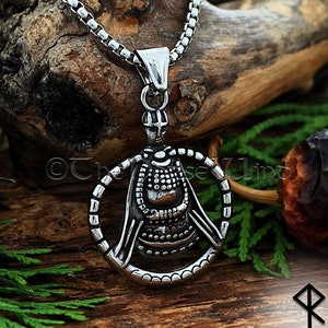 Viking Freya Necklace, Norse Goddess Amulet from Aska, Stainless Steel Freya Pendant, Norse Mythology, Pagan, Scandinavian Viking Jewelry