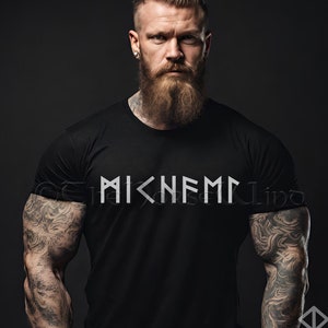 NAME in RUNES Viking T-Shirt, Personalized Futhark Runes Tee, Custom Norse Tee Shirt, Unisex Viking Clothes, Norse Mythology, S - 5XL