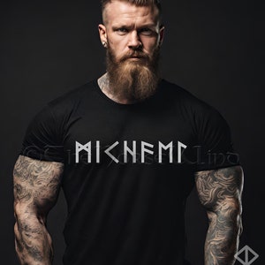 NAME in RUNES Viking T-Shirt, Personalized Futhark Runes Tee, Custom Norse Tee Shirt, Unisex Viking Clothes, Norse Mythology, S - 5XL