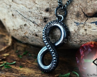 Midgard Serpent Necklace, Infinity Knot Viking Jormungandr Pendant, Forged Norse Snake Necklace, Steel Viking Jewelry, Norse Mythology