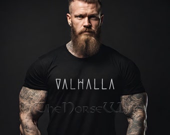 VALHALLA Viking T-Shirt, Men's Nordic Shirt, Norse Mythology Warriors TShirt, Scandinavian Unisex Tee, Viking Gift, All Sizes S - 5XL