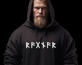 NAME in RUNES Viking Hoodie, Personalized Futhark Runes Sweatshirt, Custom Norse Sweat, Unisex Viking Clothes, Norse Mythology Hoodie, S-5XL