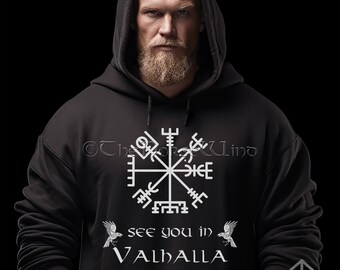 Viking Vegvisir Hoodie, Viking Compass Sweatshirt, Valhalla Sweater, Unisex Hooded Pullover, Viking Clothing, Norse Mythology Gift