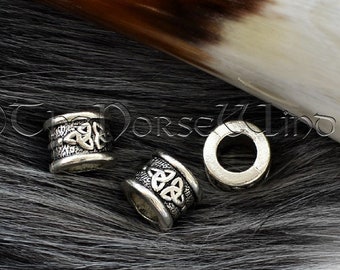 Celtic Beard Beads - Two Piece SET Viking Hair Beads - Triquetra Beard Rings in Silver, Bronze, Gold - Viking Jewelry, Dwarven Beads, Norse