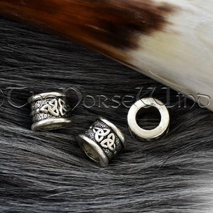 Celtic Beard Beads - Two Piece SET Viking Hair Beads - Triquetra Beard Rings in Silver, Bronze, Gold - Viking Jewelry, Dwarven Beads, Norse