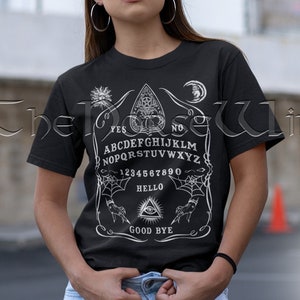 Spirit Board T-Shirt, Witch Ouija Board T-Shirt in Black, Witch Gothic Tee, Wiccan Clothing Witches Gift - Pagan Tee Shirt, Unisex / S - 5XL image 2
