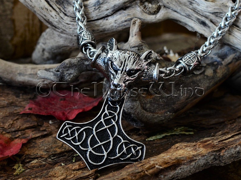 Collar runas Hammer Thor cadena remolque Viking vikingo dios Thor Hammer