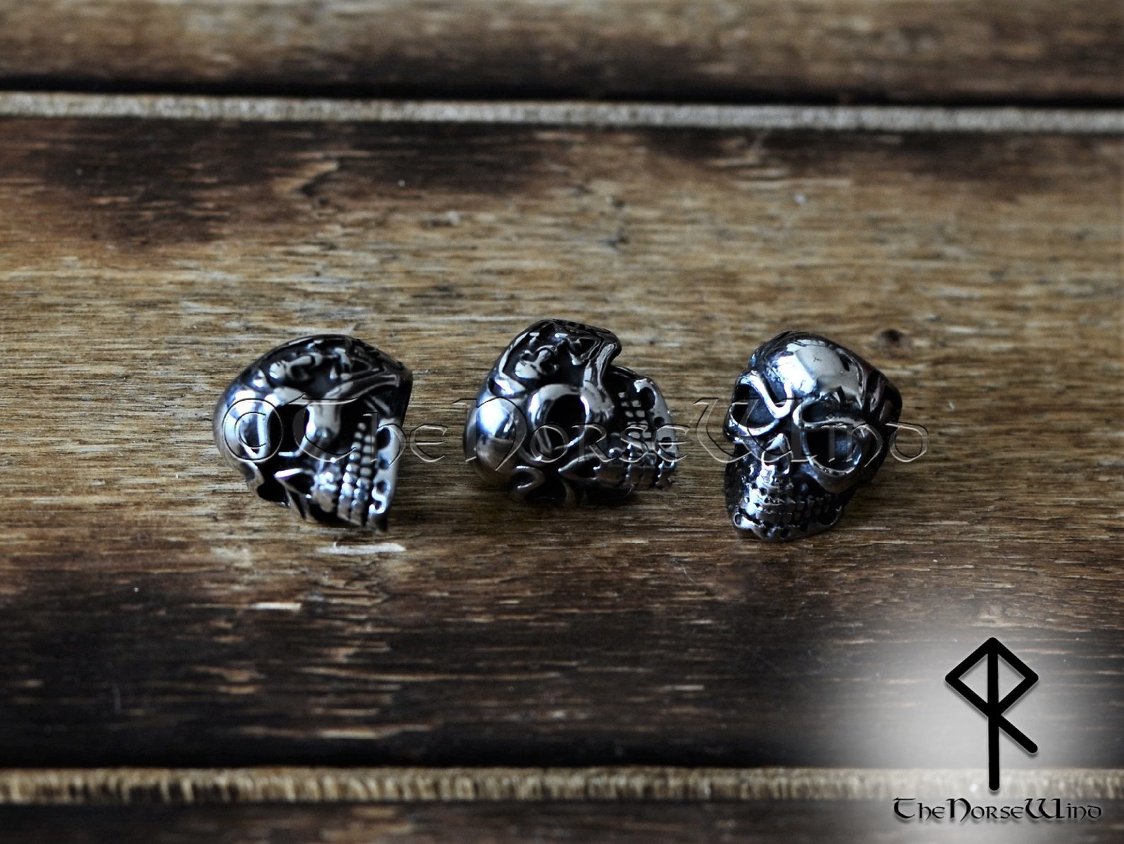 Viking Beard Beads, Skull Hair Beads, Human Skull Beard Rings, Skeleton ...