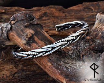Men's Silver Bracelet, Twisted Viking Armring, Norse Torque, Viking Torc Bracelet, Celtic Cuff Bangles, Norse Mythology, Viking Jewelry